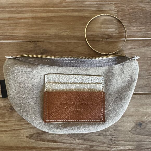 Rebecca Norman Ivory Sting Ray Leather Crescent Gold Bracelet Evening Clutch Bag - Picture 9 of 10